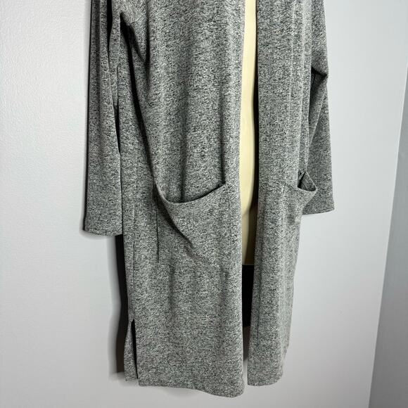 Clara Sun Woo Long Line Open Front Long Cardigan Gray Lightweight M - Picture 5 of 10